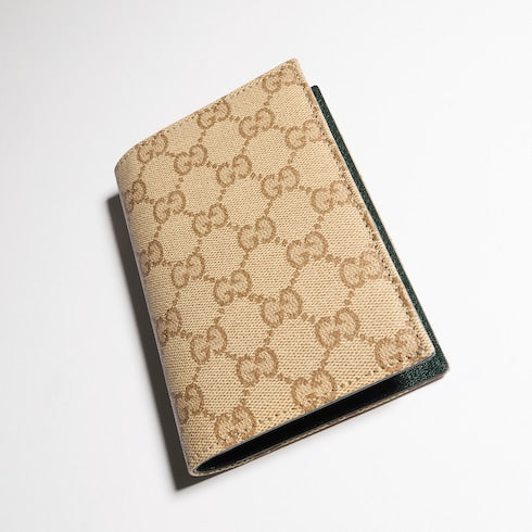 Gucci Essence Classic passport case - sand and brown GG canvas