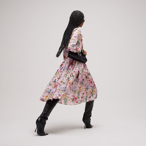 Printed silk chemisier dress - multicolor