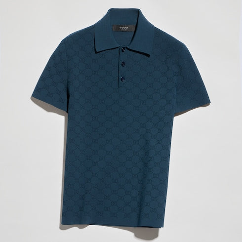 Technical GG jacquard fabric polo shirt - dark blue