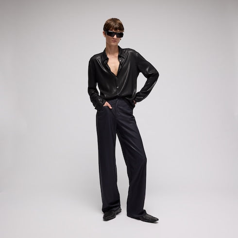 Shiny technical satin shirt - black