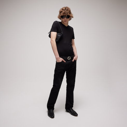 Cotton denim pants - black