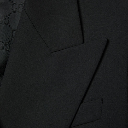 Double-breasted light wool jacket - black