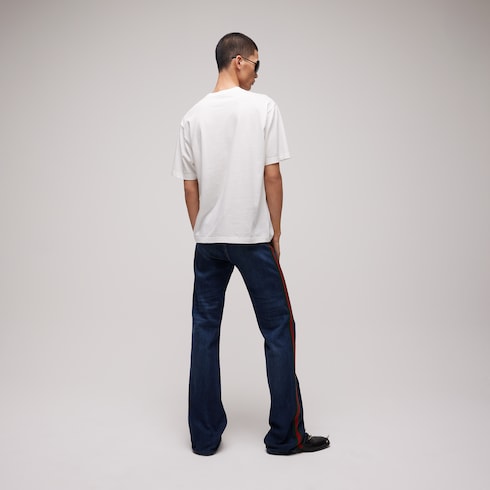 Cotton silk jersey T-shirt with embroidery - white