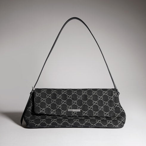 Madison medium shoulder bag - black GG denim