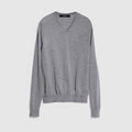 Fine wool sweater with embroidery - grey