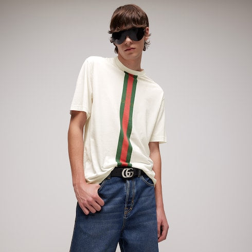 Cotton jersey T-shirt with print - white