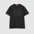 Cotton jersey T-shirt with print - black