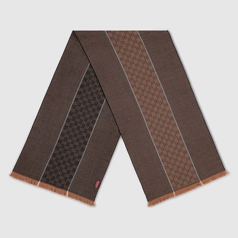 GG wool jacquard scarf - brown