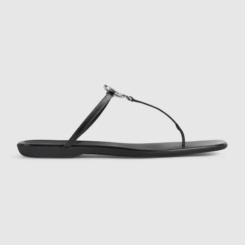 Men's thong sandal - black leather