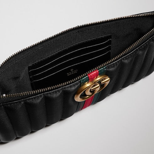 GG Marmont pouch with strap - black leather