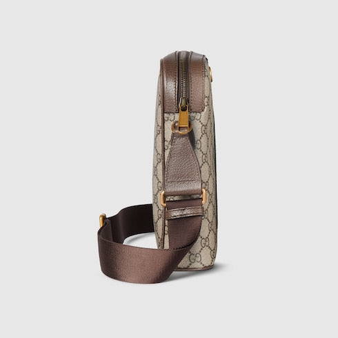 Ophidia small slingbag - beige and dark brown fabric