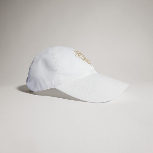 Cotton baseball hat with embroidery - white