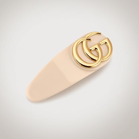 Hair clip with Double G - white resin