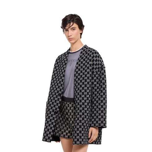 Reversible silk wool coat - black