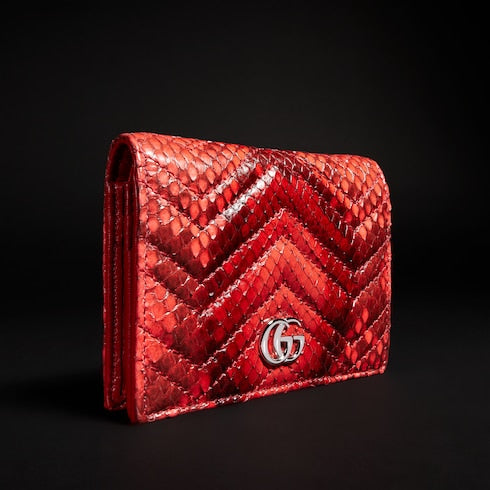 GG Marmont python small wallet - deep red