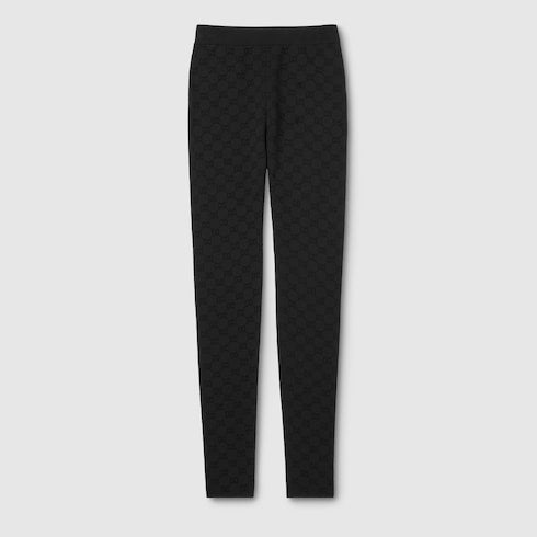 Elastic GG jacquard leggings - black