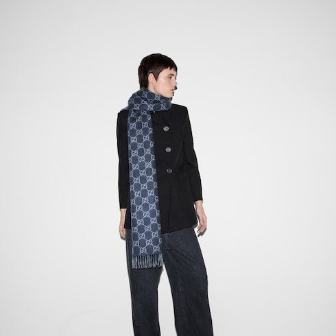 GG cashmere scarf - blue
