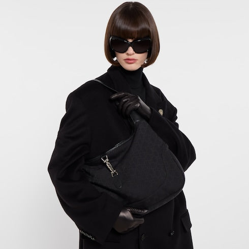 Gucci Jackie 1961 large crossbody bag - black GG canvas