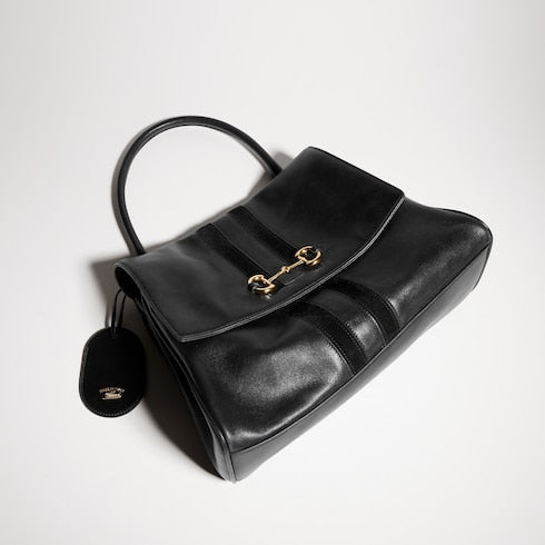 Paparazzo medium top handle bag - black leather