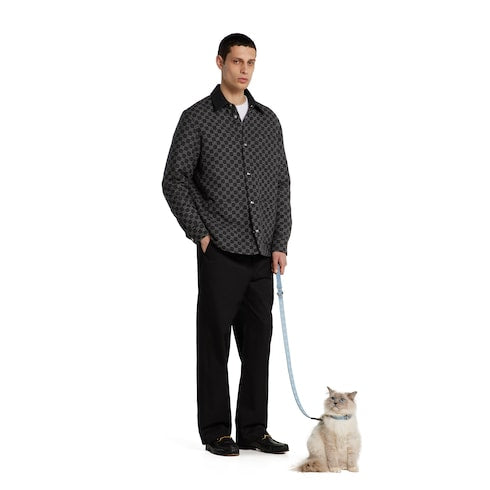 Small/medium leash - light blue fabric
