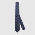 Horsebit silk jacquard tie - black