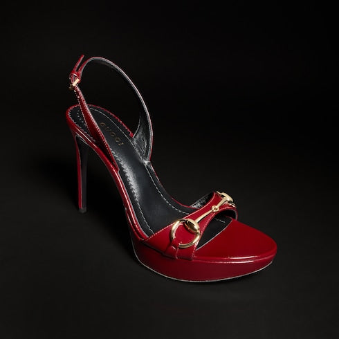 Women's Donna platform sandal - burgundy patent leather
