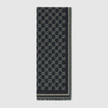 GG wool jacquard scarf - black and dark green