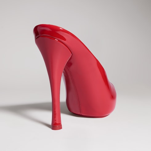 Women's stiletto platform slide - red patent leather