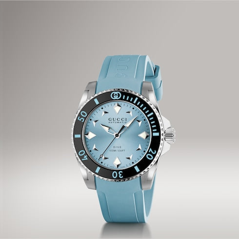 Gucci Dive watch, 36mm - light blue rubber