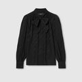Silk crêpe satin Interlocking G shirt - black