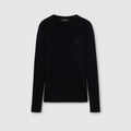 Fine cashmere silk top with embroidery - black