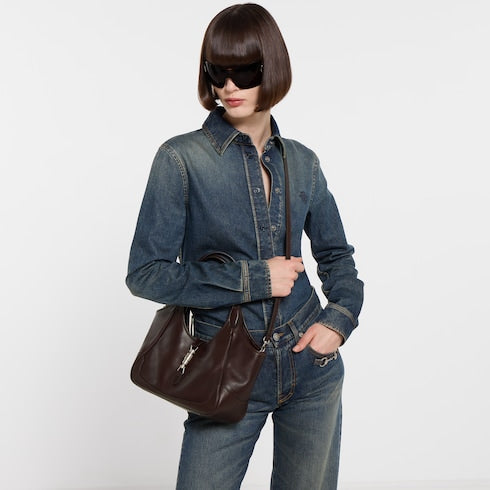 Mercato small tote bag - dark brown leather
