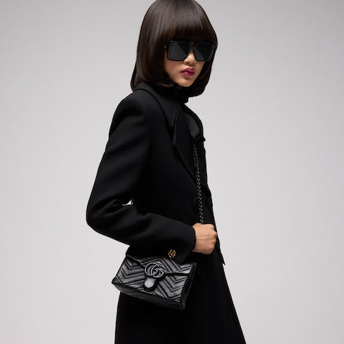 GG Marmont mini shoulder bag - black leather