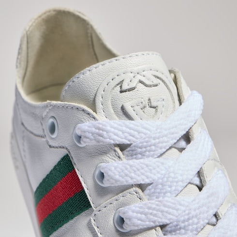 Children's Stretch low top sneaker - white leather