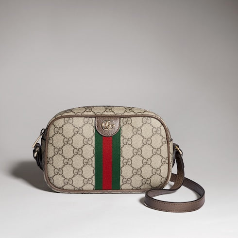 Ophidia small camera bag - beige and brown GG fabric