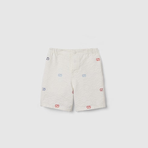 Baby GG cotton shorts - white and multicolor