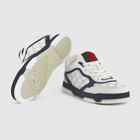 Men's Gucci Re-Web sneaker - white and blue GG leather
