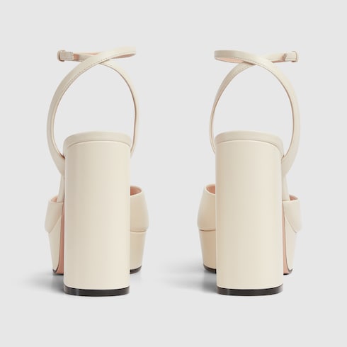 Women's Horsebit platform sandal - white leather