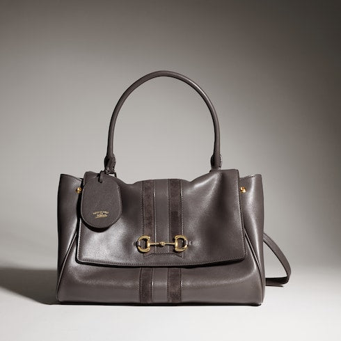 Paparazzo medium top handle bag - dark grey leather