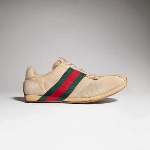 Men's Gucci Tempo sneaker - sand mesh and suede
