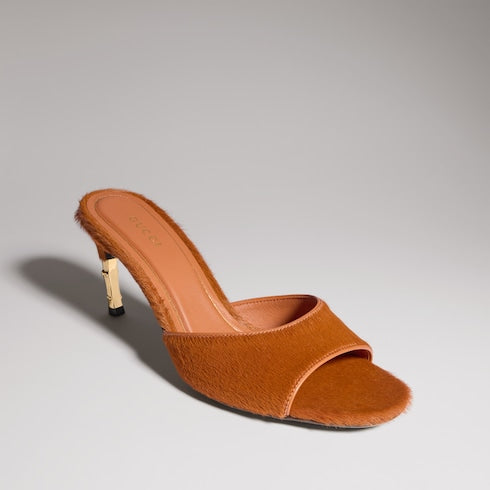 Women's Castello slide - orange calf hair