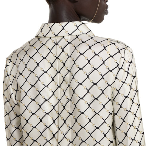 Printed silk twill shirt - white