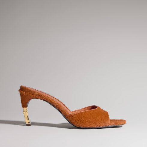 Women's Castello slide - orange calf hair