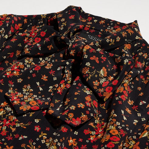 Printed silk shirt - black and red