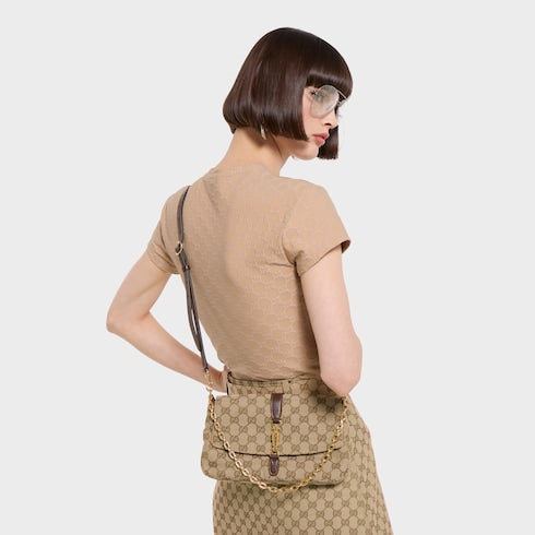 Gucci Aperitivo medium shoulder bag - sand and brown GG canvas