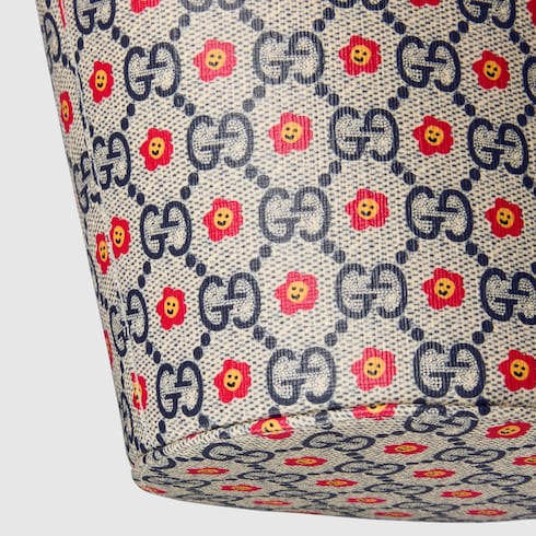 Children's printed GG bucket bag - beige and blue GG Supreme
