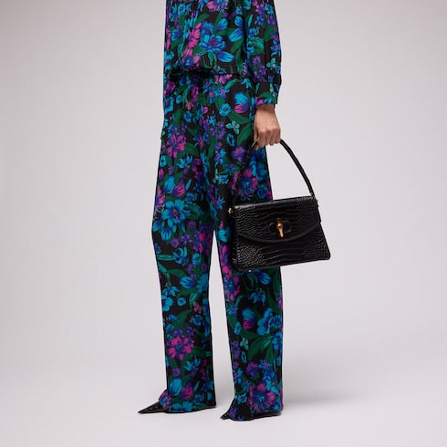 Printed silk leisure pants - multicolor