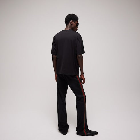 Cotton jersey T-shirt with print - black