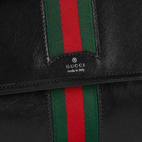 Web Trademark small belt bag - black leather