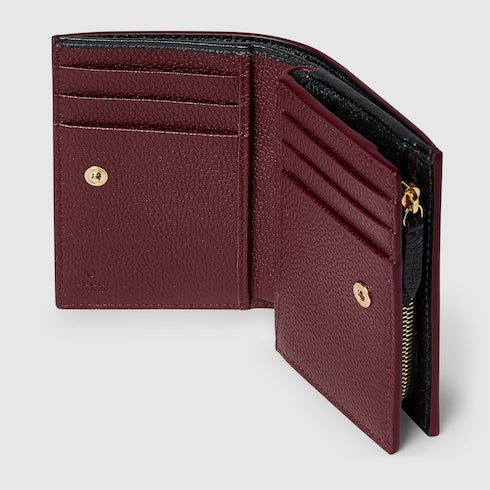 Bi-color GG Marmont small wallet - black and red leather